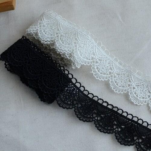 4M/lot Wide 3.5cm exquisite black white water soluble embroidery lace skirt cheongsam trimming clothing accessories SC234