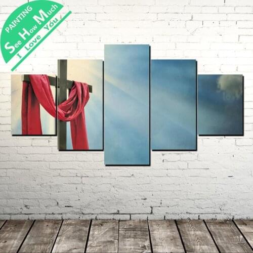 5 Piece Crossing Religion Wall Art Canvas Poster and Print Canvas Painting Decorative Picture Canvas Painting Home Decor