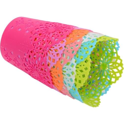 7 Colors Hollow Out Makeup Brush Stationery Pen Storage Holder Desk Household Office Storage Baskets