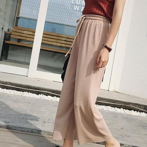 2019 Women Casual Loose Wide Leg Pant Womens Elegant Fashion Preppy Style Trousers Female Pure Color Females New Palazzo Pants