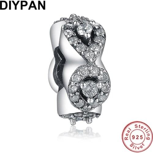 Sterling 925 Silver Spacer Charms Fit Original Pandora Charms Bracelet Heart Charms Beads DIY Jewelry Making Berloque