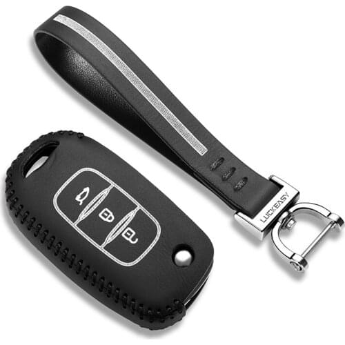 Luckeasy Car Key cover for Renault Koleos 2017 kadjar 2017 remote Leather key case holder 3 button key2p