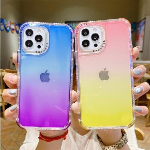 Gradient Painting Phone Case For IPhone 12 11 Pro Max Mini Clear Shockproof Cases Cover iPhone 12 Case Back Cover