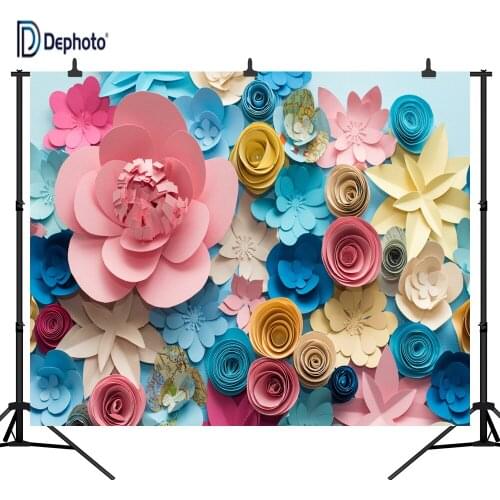 DePhoto Valentines Day Colorful Flowers Baby Shower Seamless Vinyl Photography Backdrop Photo Background Studio Prop PGT316