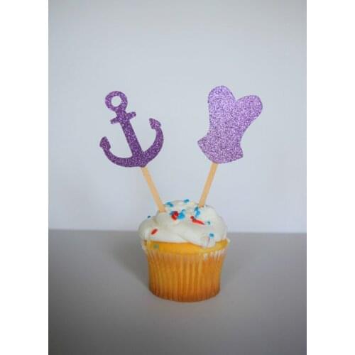 Bachelorette Cupcake Toppers, Anchor & Lingerie Cupcake Toppers, Bridal Shower Decor, Lingerie Shower Decor, Set of 12