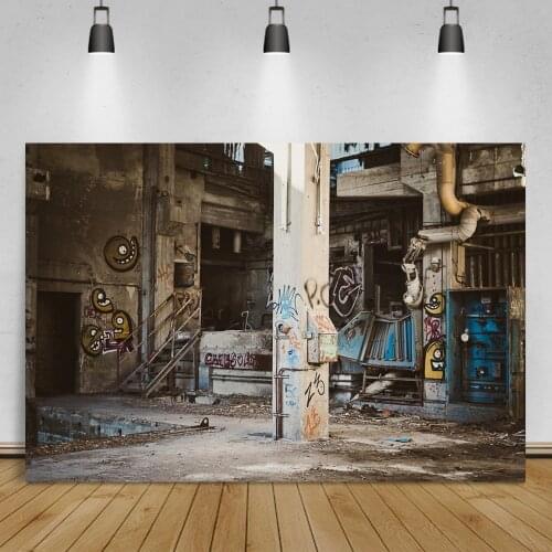 Laeacco Graffiti Deserted Factory Scenic Photographic Backgrounds Customized Photography Backdrops For Photo Studio