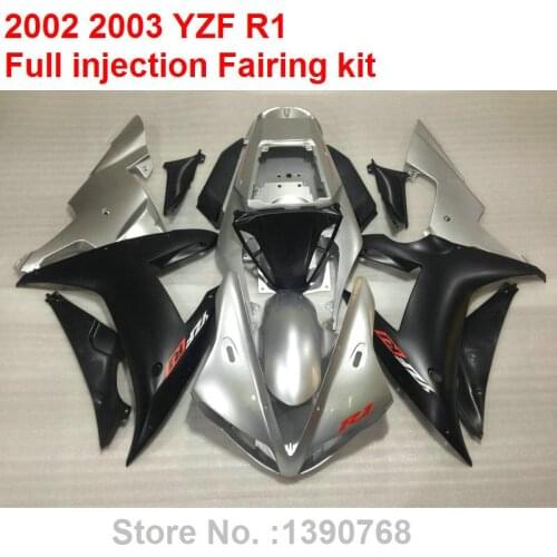 Injection molding ABS plastic fairing kit for YAMAHA R1 2002 2003 silver black fairings set YZF R1 02 03 HZ26