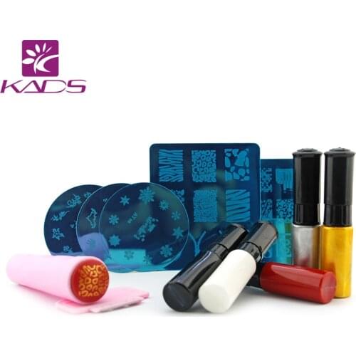 KADS NAIL STAMP PLATE SET Nail Art Stencils Stamping Template+Nail Stamp Polish+Stamper Scraper Set Tools Nail Art Template