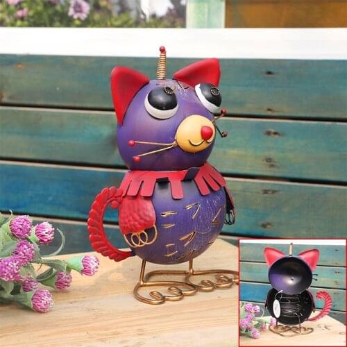 Iron Metal Wrought Parrot Owl Cat Dog Animal Garden Statues Sculptures European Painted Garden Decoration Outdoor