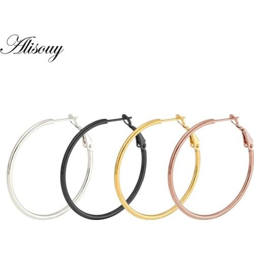 Alisouy Hot Sale Hoop Earrings Big Smooth Circle Earrings Basketball Brincos Celebrity Brand Loop Earrings for Women Jewelry