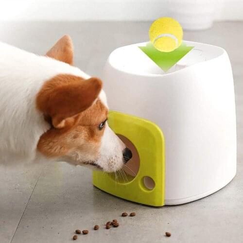 Dog Pet Slow Feeder Toys Tennis Launcher Automatic Throwing Machine Pet Ball Throw Device Section Emission with 1 Balls
