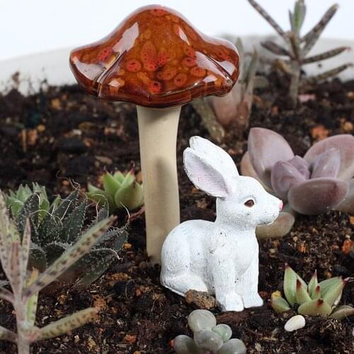 4Pcs Garden Miniatures Mini Mushroom Modern DIY Succulent Plant Bonsai Figurines Decorations Accessories Ceramic Crafts