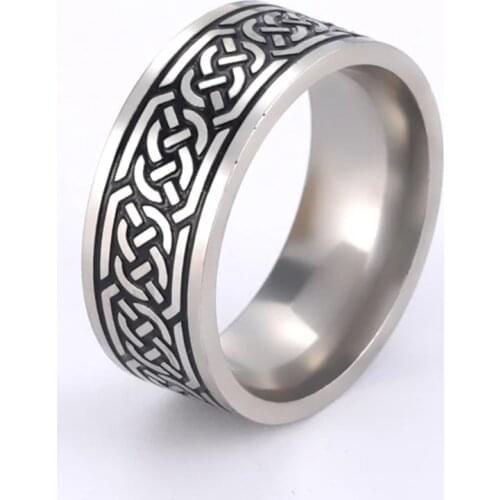Cooltime Celtic Knot Viking Mens Rings Simple Signet Ring for Women Boyfriend Couple Ring Stainless Steel Vintage Jewelry
