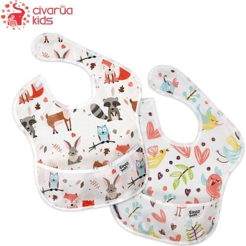 2Pcs Baby Bibs TPU Waterproof Feeding Bibs Unisex Washable Fashion Bibs For Girls & Boys Stain and Odor Resistant