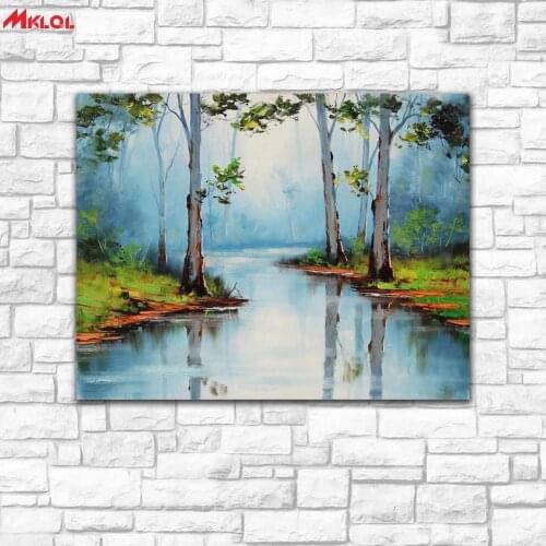 Wall Art forest stream Landscape painting Painting For Living Room Home Decoration Oil Painting On Canvas Wall Painting no fram