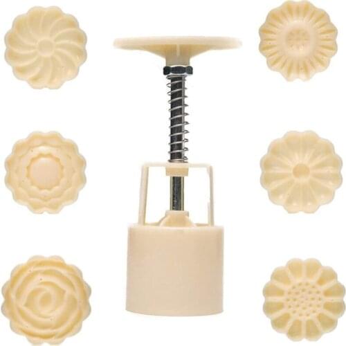 Cookie Press Mid-Autumn Festival Hand-Pressure Moon Cake Mould with 6 Pcs Mode