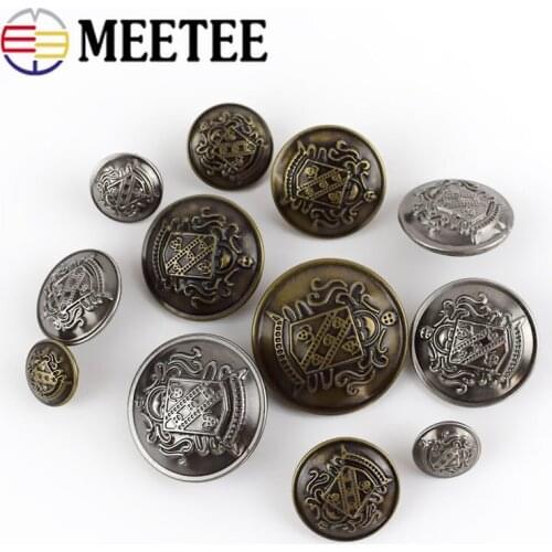 20Pcs Meetee Antique Silver Copper Metal Button Retro Jeans Coat Jacket Buttons for Clothing Decorative Buckle Accessories