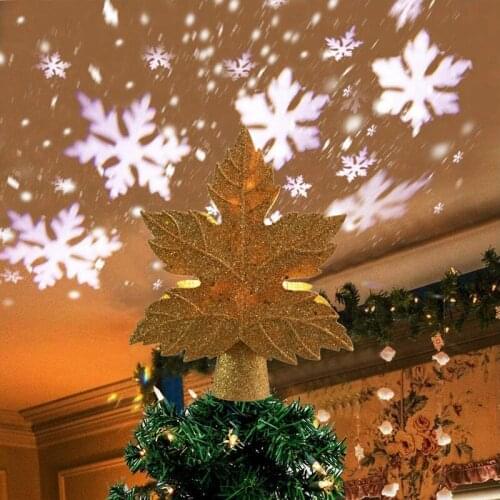 Christmas Star Tree Top Hat Luminous White Rotating LED Snowflake Projector 3D Flashing Hollow Light Decoration US Plug
