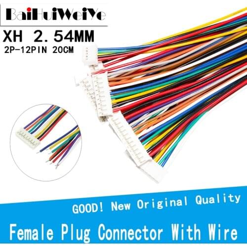 10PCS JST XH 2.54 MM Single Male Plug Connector With Wire Cables 2P 3P 4P 5P 6P 7P 8P 9P10P 11P 12PIN 2.54MM 2.54 26AWG 20CM