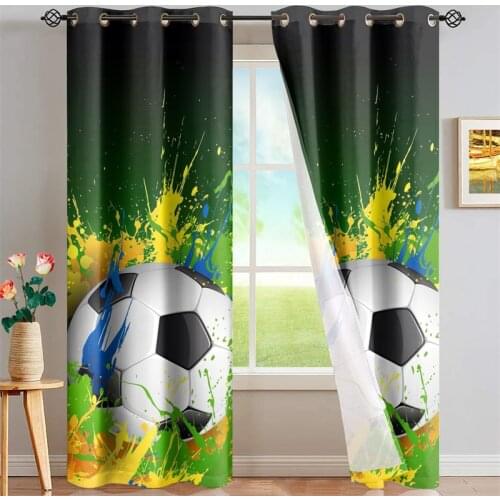 Football 3D Print Blackout Curtains Boys Bedroom/Living Room Window Curtain with Grommet Home Decoration Customized Cortina