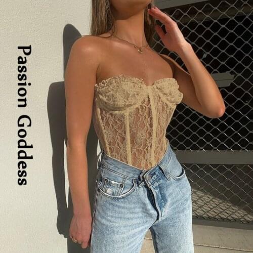 Sexy Women Lace Tube Tops Cute Ruffles Off Shoulder Slim Strapless Tops Party Lace Crochet Elegant Blusa Bustier Basic Crop Tops