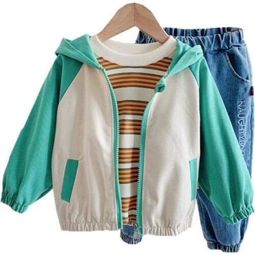 Spring Fashion Girls Clothes Autumn Children Boys Hooded Jacket T-Shirt Pants 3Pcs/Sets Toddler Casual Costume Kids Sportswear