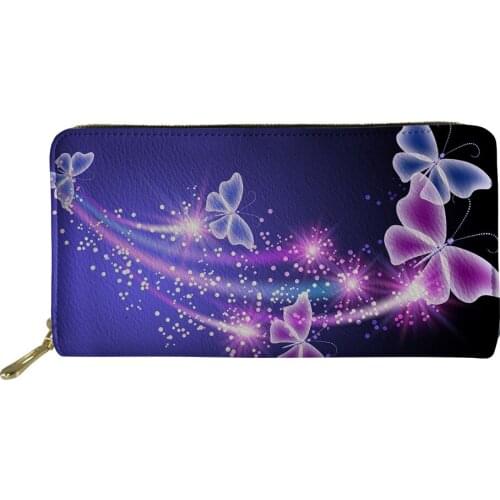 Butterfly Print Womens Wallet Ladies PU Leather Coin Long Purse Fashion Zip Around Wallets Card Holder Phone Money Clutch Bag