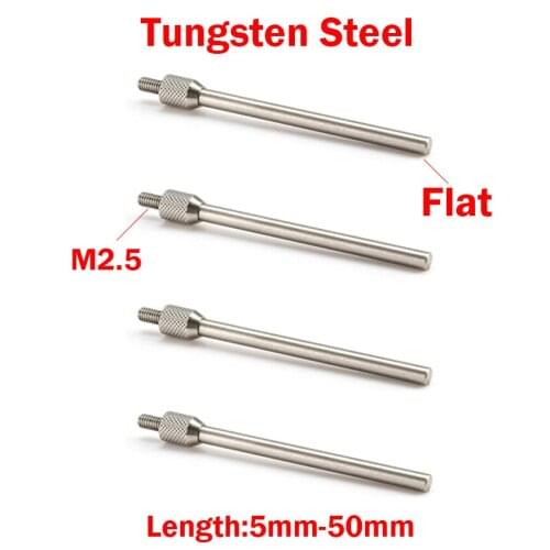 1.5mm OD M2.5 Thread 40mm 50mm Measuring Length Tungsten Steel Guage Micrometer Pin Flat Head Dial Indicator Tip Probe