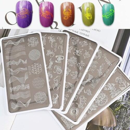 1Pcs 6*12cm Nail Art Stamping Plate Flower/Animal/Stripe Template Stencil Backplane DIY Printing Stainless Steel Stamp Nail Tool