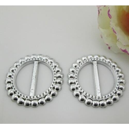 AB99 28mm)20pcs Round Rhinestone Plastic Ribbon Buckle Slider