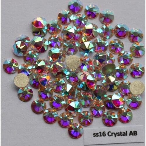 1440pcs/Lot, AAA Quality New Facted (8 big + 8 small) ss16 (3.8-4.0mm) Crystal AB Nail Art Glue On Non Hotfix Rhinestones