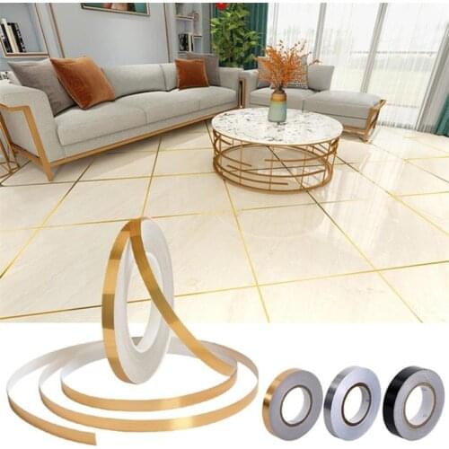 2PCS Silver/Gold Adhesive Floor Tile Strip Seam Sticker 0.5/1/2*5000cm Waterproof Wall Sealing Tape Copper Foil Tape