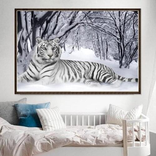 5d Diamond Painting White Tiger Diy Diamond Embroidery Craft Painting Mosaic Gift Animal Diamond Wall Arts Decor