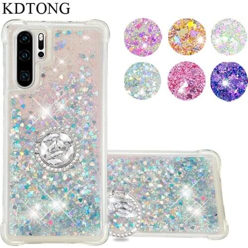 Phone Case sFor Huawei P30 Lite Case Transparent Glitter Liquid With Ring Soft Silicone Cover For Huawei P20 P30 Lite Pro Case