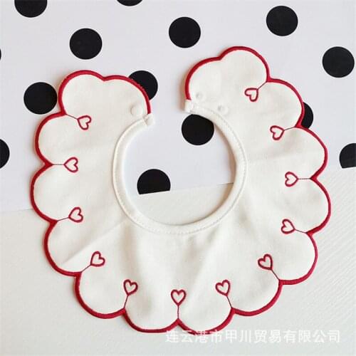 Flower shape embroidery cherry Baby bibs cotton nursing feeding towel sweet heart Newborn Babador infant feeding burp bibs
