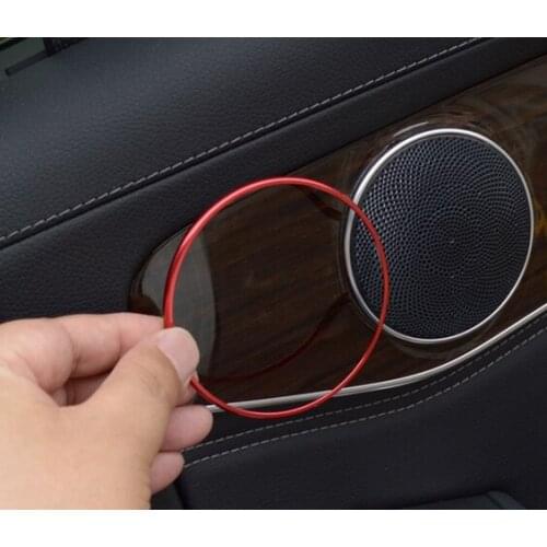 For Benz C-Class W205 2014-2017 Aluminium Alloy Inside Interior Door Speaker Around Cover Trim Red
