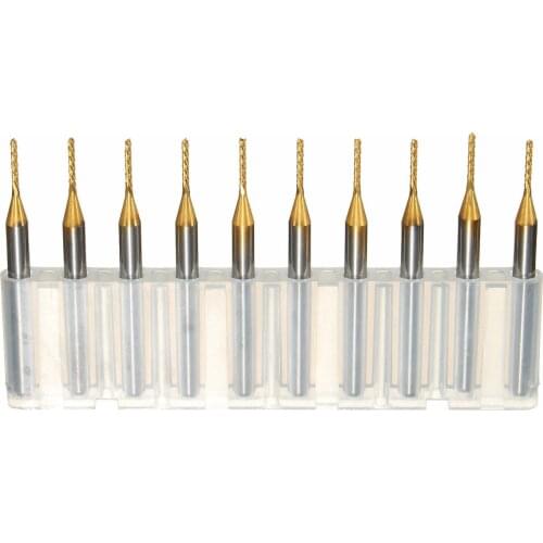 DB-P4 10pcs 1.0mm Carbide PCB Bits 1/8 Inch Shank Titanium Coated End Mill Engraving Bits