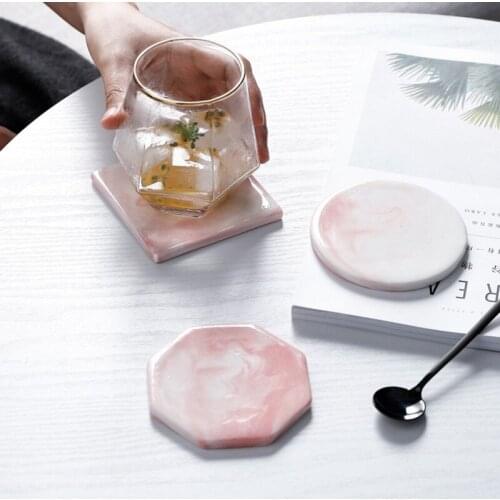 Marbling Ceramic Placema Heat Insulation Coaster Dining Table Drink Cup Coffee Pad Tea Mat Kitchen Supplies Accessories