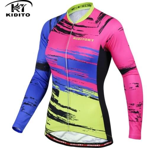 KIDITOKT 2020 Pro Long Sleeve Cycling Jersey Summer Breathable Cycling Clothing Racing MTB Bike Cycling Clothes For Women