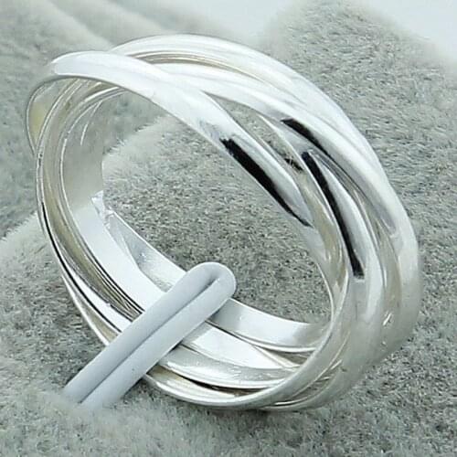 2019 New Fashion 925 Sterling Silver Jewelry Rings Round Circle Finger Rings For Women Men Party Gift