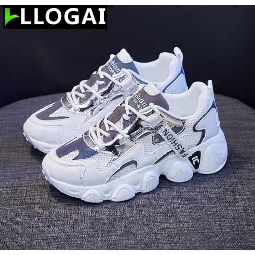 Autumn Sneakers Women Vulcanize Shoes Chunky Sneakers Reflective Platform Shoes Woman Basket Femme Daddy Shoes Tenis Feminino