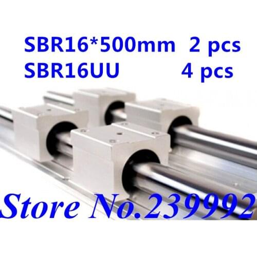 2 pcs SBR16 500mm linear guide and 4 pcs SBR16UU linear bearing blocks,sbr16 length 500mm for CNC parts