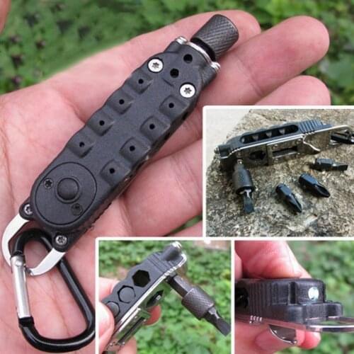 Mini Multifunctional Keychain EDC Outdoor Camping Portable Stainless Steel Pocket Tools for Wilderness Survival Wholesale
