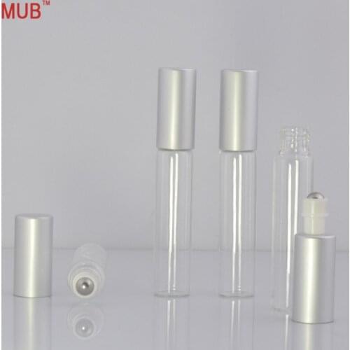 MUB - 10ml 12pcs/lot Steel Roller Ball Glass Bottle for Essential Oils Refillable Empty Roll-on Glass Bottles Cosmetic Container