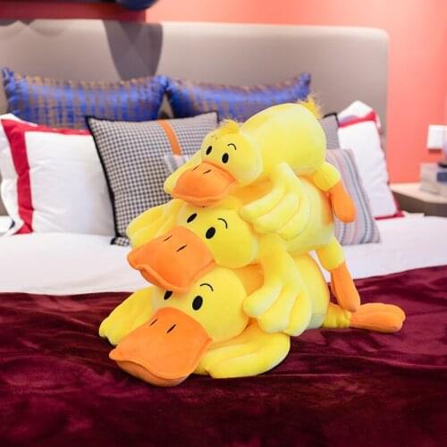 50/60/75CM Lovely Lying Duck Pillow Yellow Duck Plush Toys Soft Stuffed For Children Sofa Pillow Cushion Sleeping Companion