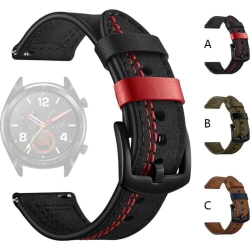 Genuine Leather Watch Band 22mm Strap For Huawei Watch GT/GT2 Watch Strap Replacements For Samsung Watch Men Strap Accessories