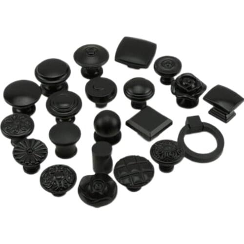 Drawer handle modern minimalist American cabinet door wardrobe door handle European black cabinet round single hole handle