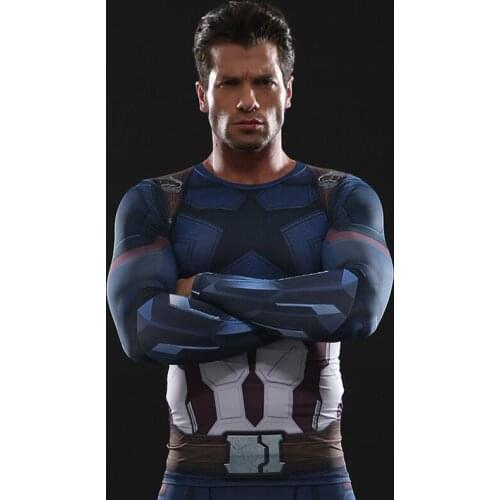 S-4XL 3D Printed T shirts Men Compression Shirt Comics Cosplay Costume Halloween Cloth Fitness Sports Long Sleeve Tops Male