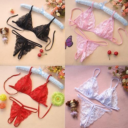 Sexy Lingerien Set Women Lace Strappy Push Up Bra Set Erotic Lingeries Porno Femme Wire Free Underwear Bralette Set