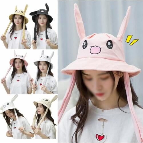 2019 New Fisherman Hat Funny Cute Rabbit Ears Up Fishermans Hat Toys Pinch Ear Movable Fisherman Hat 6 Style